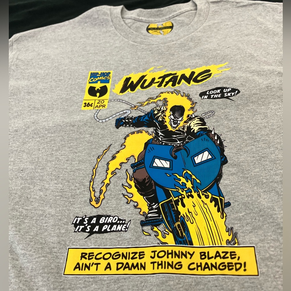 Wu-Tang Ghost Rider Collab Method Man RedMan How High Lyrics Comic Gray Tee